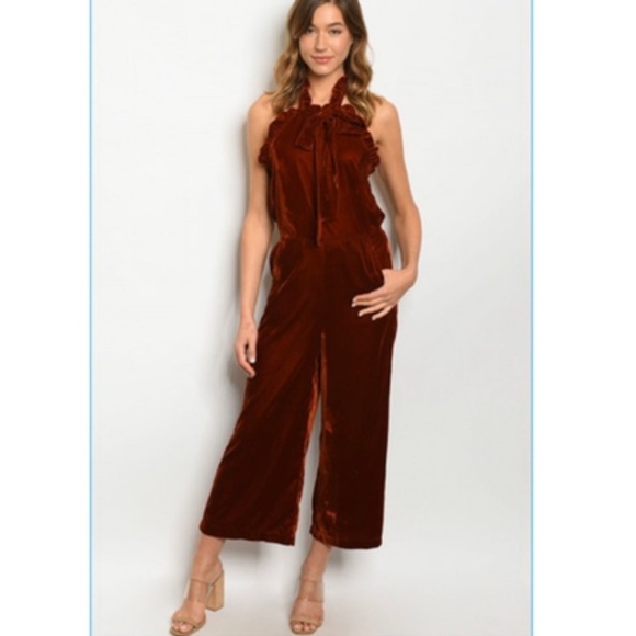 Storia Pants - NWT velvet jumpsuit in a beautiful Merlot color